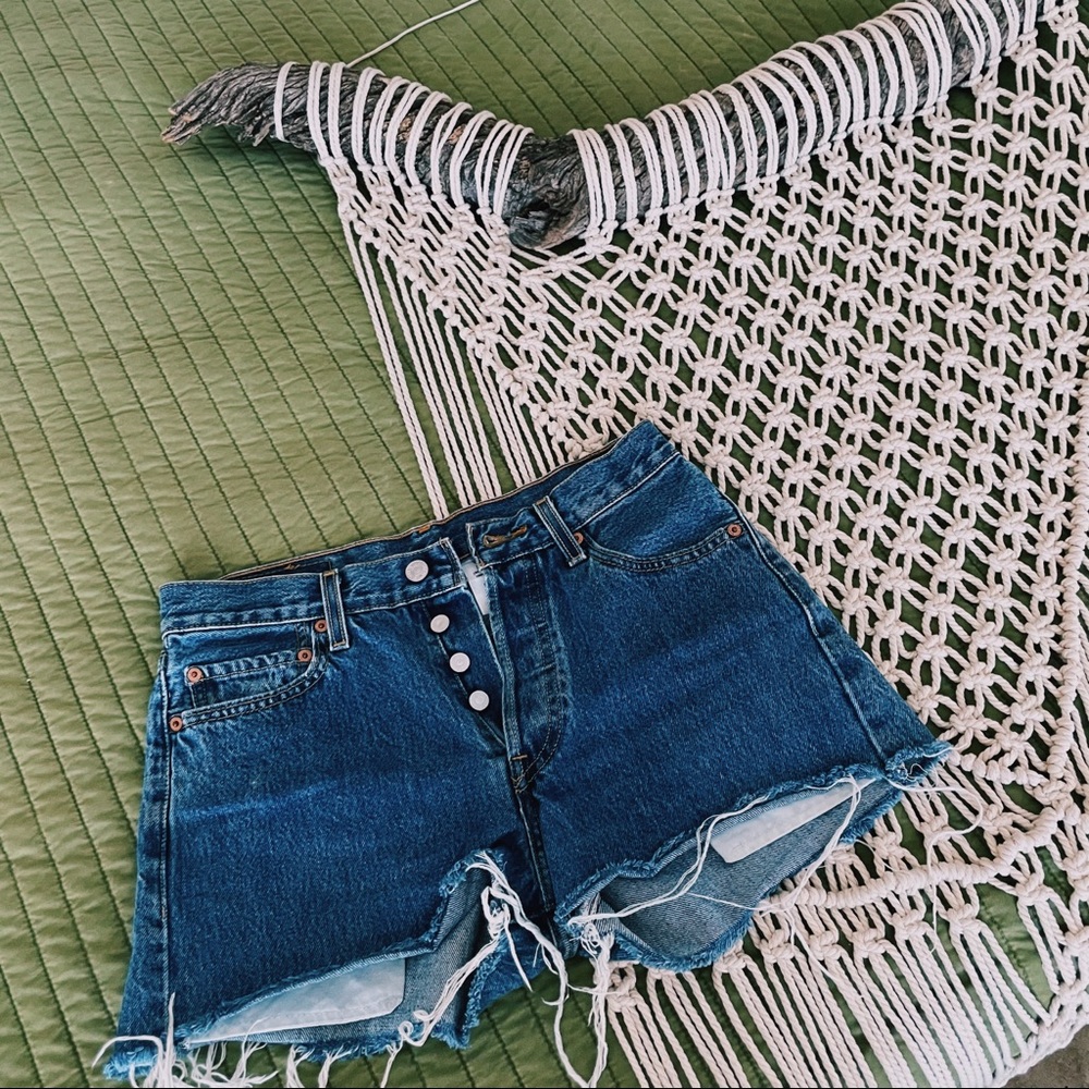 Vintage Blue Levi’s Distressed Cut Offs Grunge